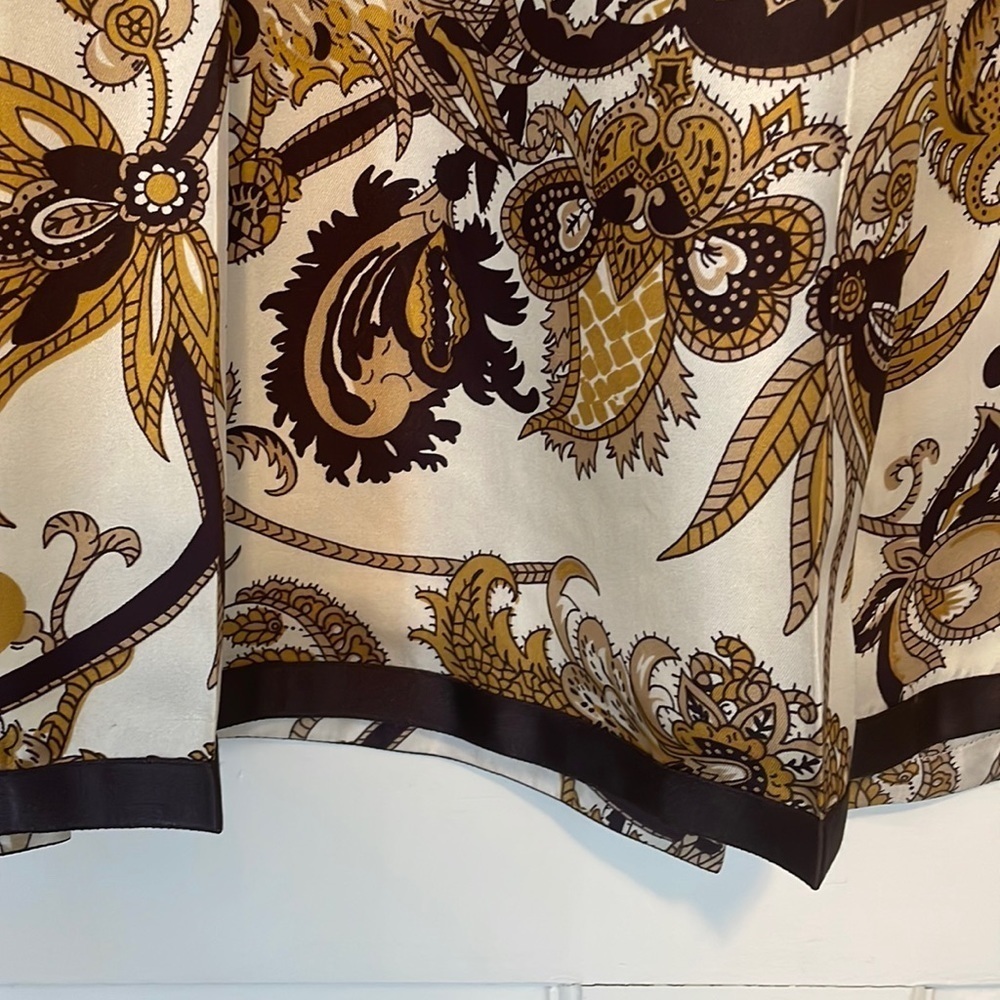 Old‎ Navy 100% Silk lined Skirt size 10 cream, brown, and gold. Floral - Picture 3 of 6